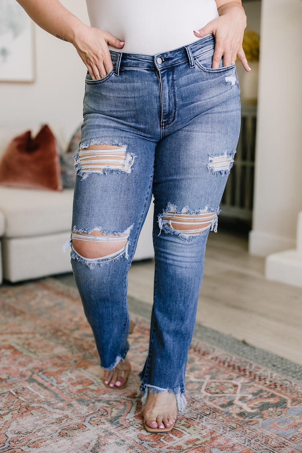 Destroyed Straight Jeans